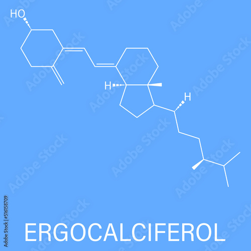 Skeletal formula of Ergocalciferol or  vitamin D2 molecule.