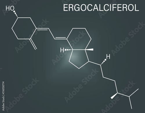 Skeletal formula of Ergocalciferol or  vitamin D2 molecule.