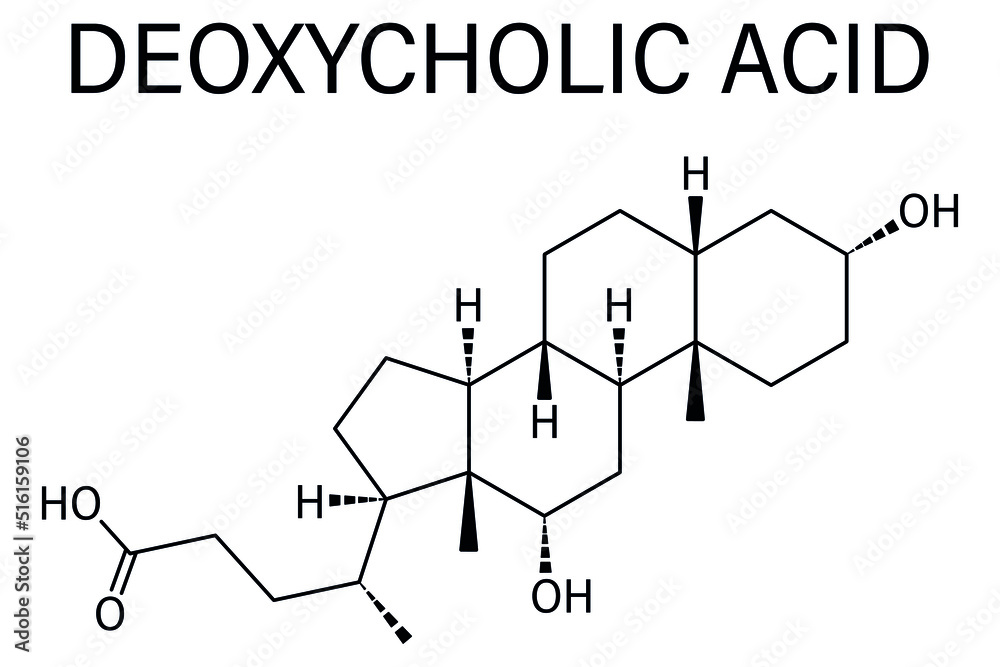 Fototapeta premium Skeletal formula of Deoxycholic acid bile acid molecule. Also used as drug.