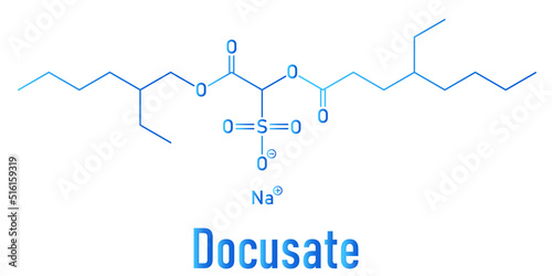 Skeletal formula of Docusate or dioctyl sulfosuccinate stool softener drug molecule. photo