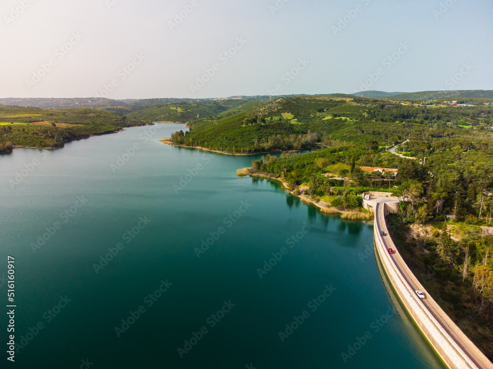 Marathon dam on a clear summer day_aerial photography