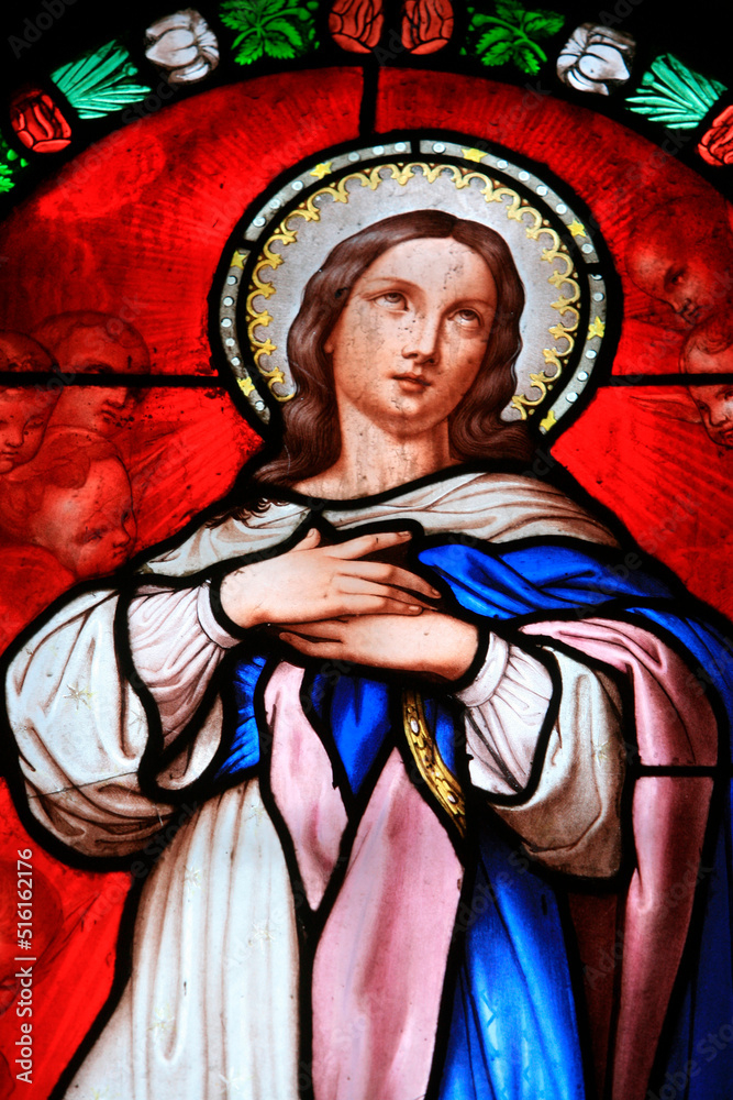 Stained glass window : Virgin Mary