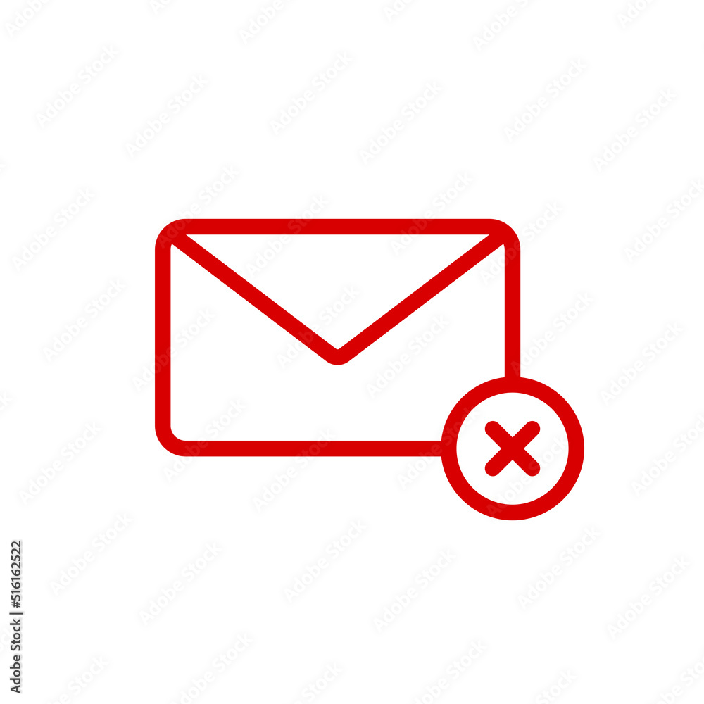 Delete mail vector red icon Delete mail vector red icon