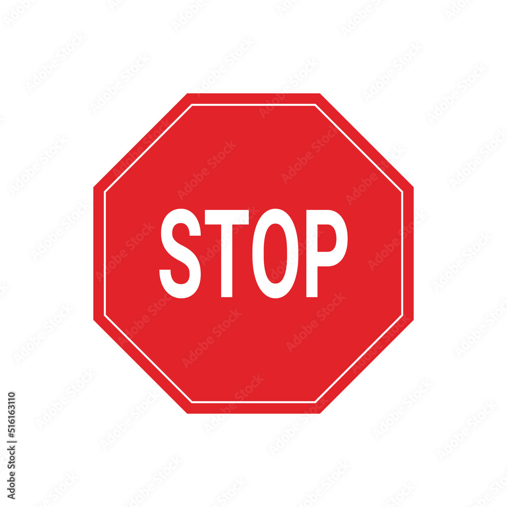 Red stop icon,warning symbol isolated on white background.Vector design Red stop icon,warning symbol isolated on white background.Vector design