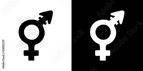 Silhouette LGBT Transgender pride symbol in doodle style. Isolated vector illustration gender symbol in black and white color.