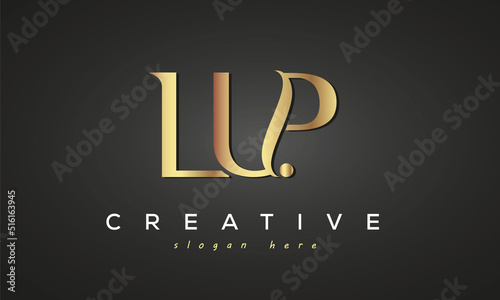 LUP creative luxury stylish logo design with golden premium look, initial tree letters customs logo for your business and company	