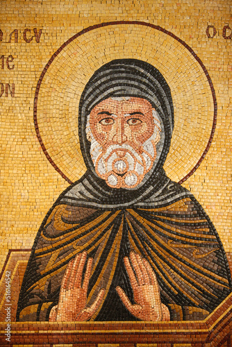 Greek orthodox icon depicting Saint Simeon in St George's orthodox church, Madaba