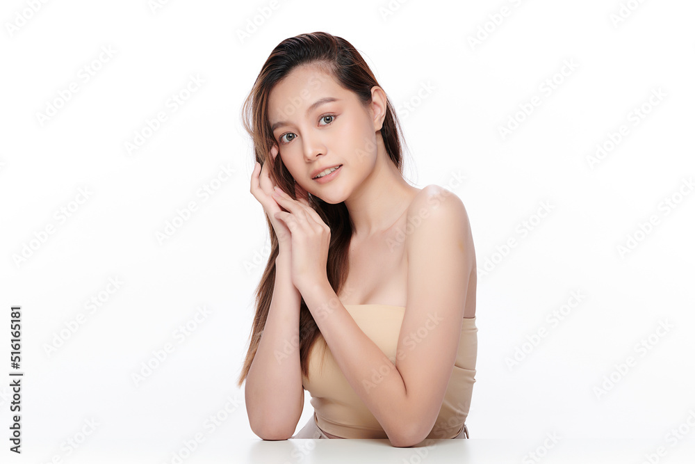 Beautiful young asian woman with clean fresh skin on white background, Face care, Facial treatment, Cosmetology, beauty and spa, Asian women portrait. Beautiful young asian woman with clean fresh skin on white background, Face care, Facial treatment, Cosmetology, beauty and spa, Asian women portrait.