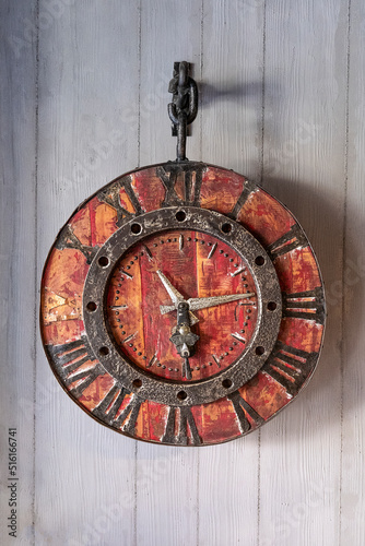 colorful and old clock on the wall