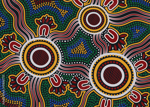 Aboriginal dot connection concept painting - illustration