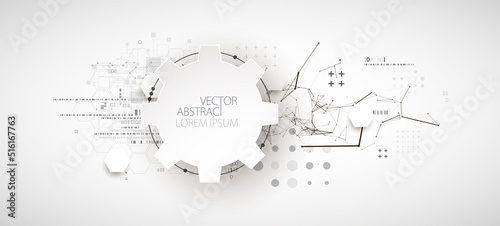 Abstract background on technological and scientific topics. Plexus effect with various techno details with a place under the text. Vector format.