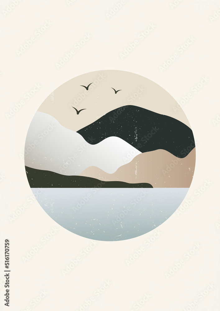 Gradient lanscape aesthetic illustration poster. Gradient lanscape aesthetic illustration poster.