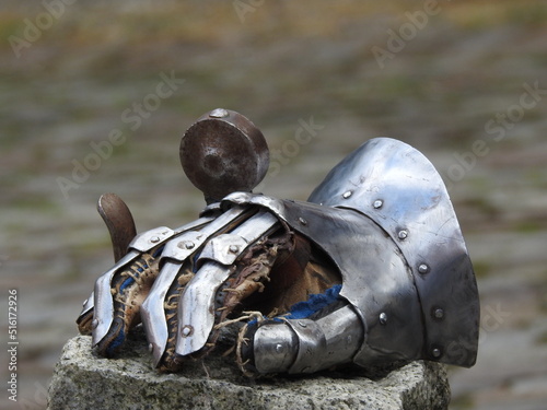 The gauntlet of a medieval knight photo