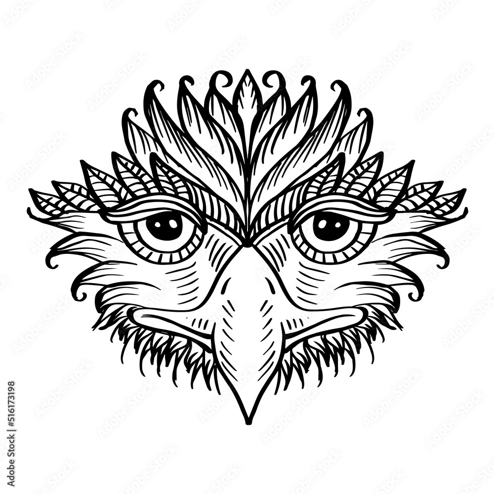 Hand drawn of eagle head in zentangle style Hand drawn of eagle head in zentangle style