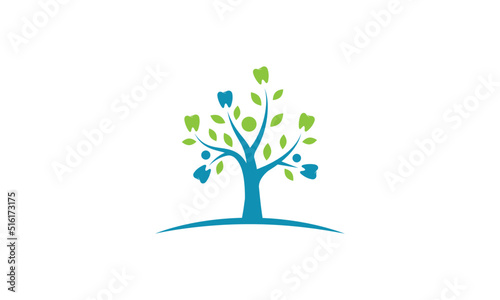 Dental, Tree Dental, Family Dental Logo Design Vector