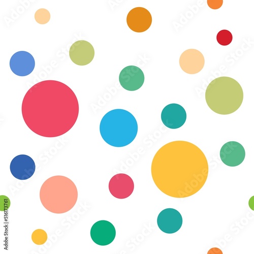 Seamless illustration of a pattern of peas of different colors and sizes. 