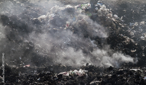 waste plastic bottles and other types of plastic waste at the Thilafushi waste disposal site.