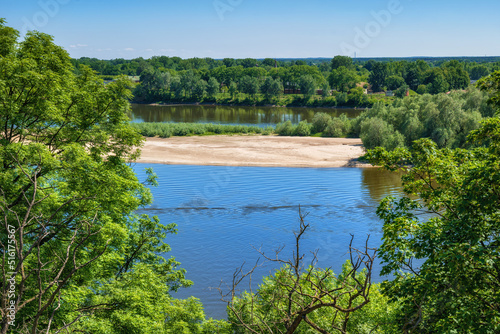 River Narew With Sandy Island In Poland