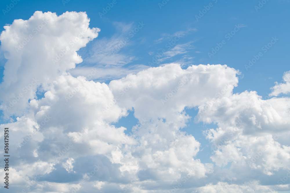 blue sky and white fluffy cloud horizon outdoor for background. blue sky and white fluffy cloud horizon outdoor for background.