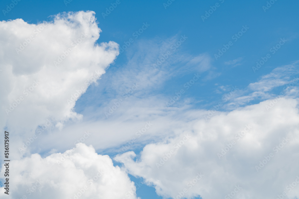 blue sky and white fluffy cloud horizon outdoor for background. blue sky and white fluffy cloud horizon outdoor for background.