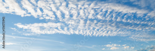 Sky panorama with cirrus clouds on a sunny day. Beautiful cirrus cloud. photo