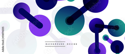 Abstract background. Round dots connected by lines. Trendy techno business template for wallpaper, banner, background or landing