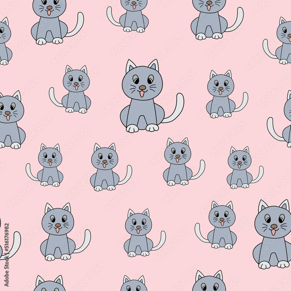 seamless pattern with cat