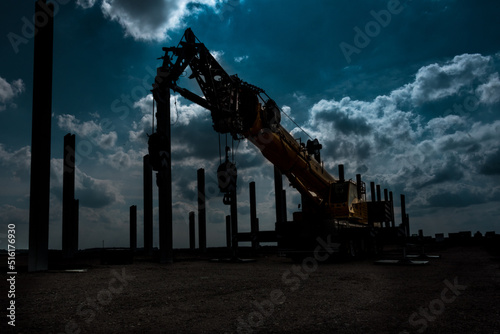 Crane in the dark city