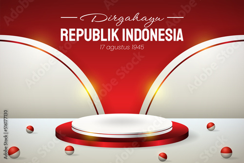 Podium display 3d red and white for Indonesia independence day 17th August