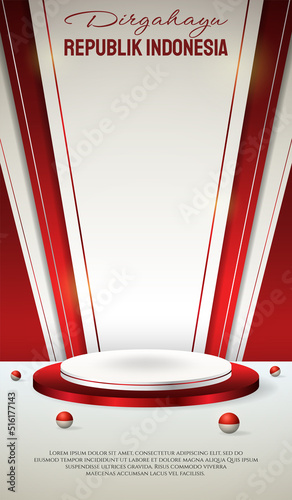 Podium display 3d red and white for Indonesia independence day 17th August
