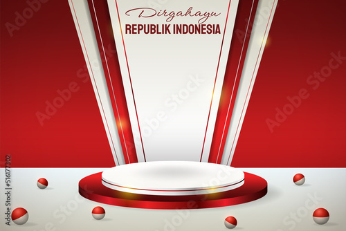 Podium display 3d red and white for Indonesia independence day 17th August
