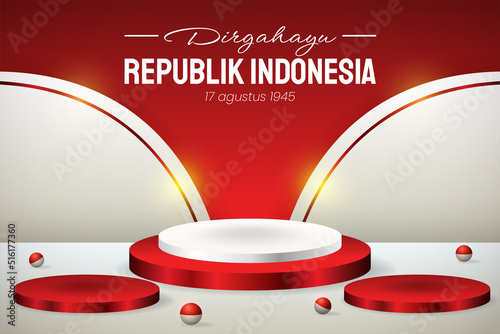 Podium display 3d red and white for Indonesia independence day 17th August