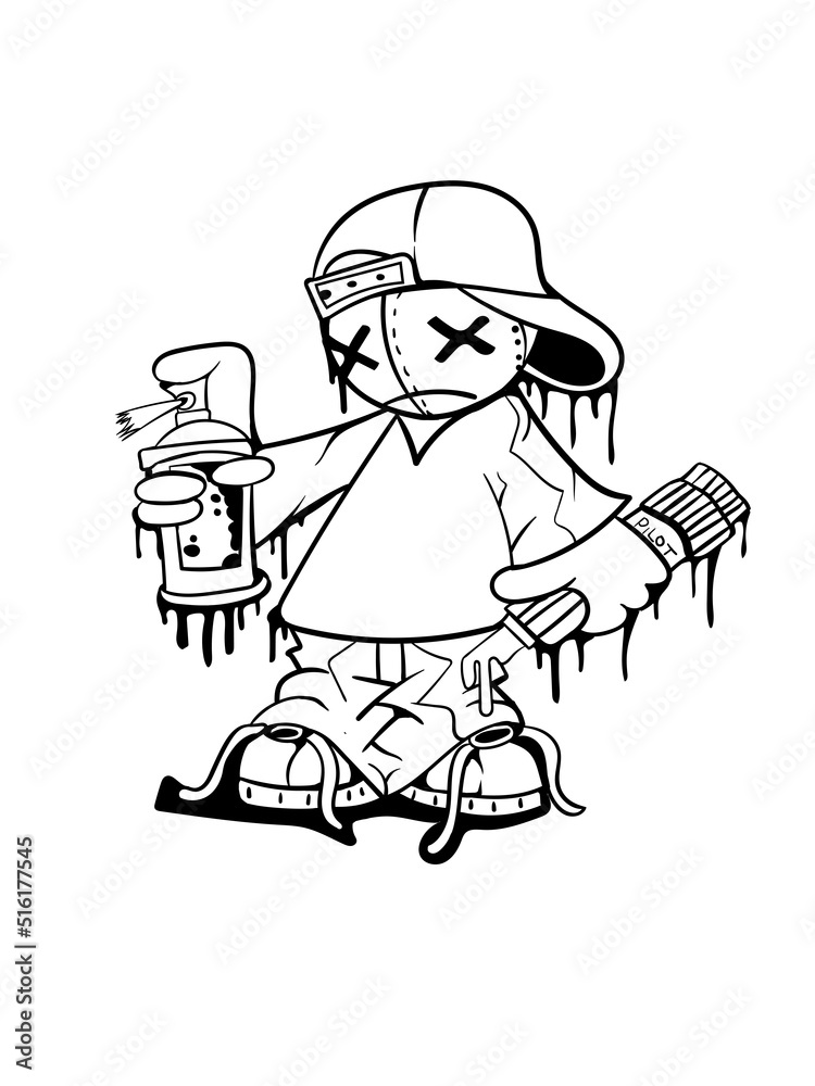 custom made wallpaper toronto digitalLIne cartoon vector illustration of little boy holding a spray gun