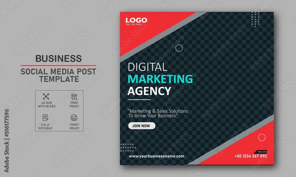 Fototapeta premium Digital marketing agency social media post template