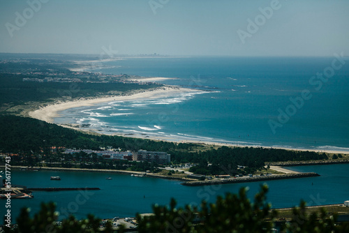 Panoramic view the Atlantic ocean of Viana do Castelo, Portugal