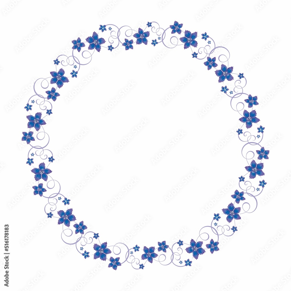 wreath of blue flowers with pearls wreath of blue flowers with pearls
