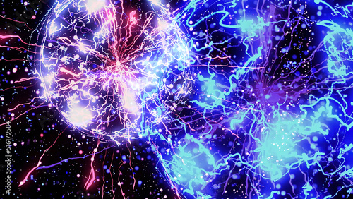 Photos Lightning explosion, flashing light impulses on black background, seamless loop