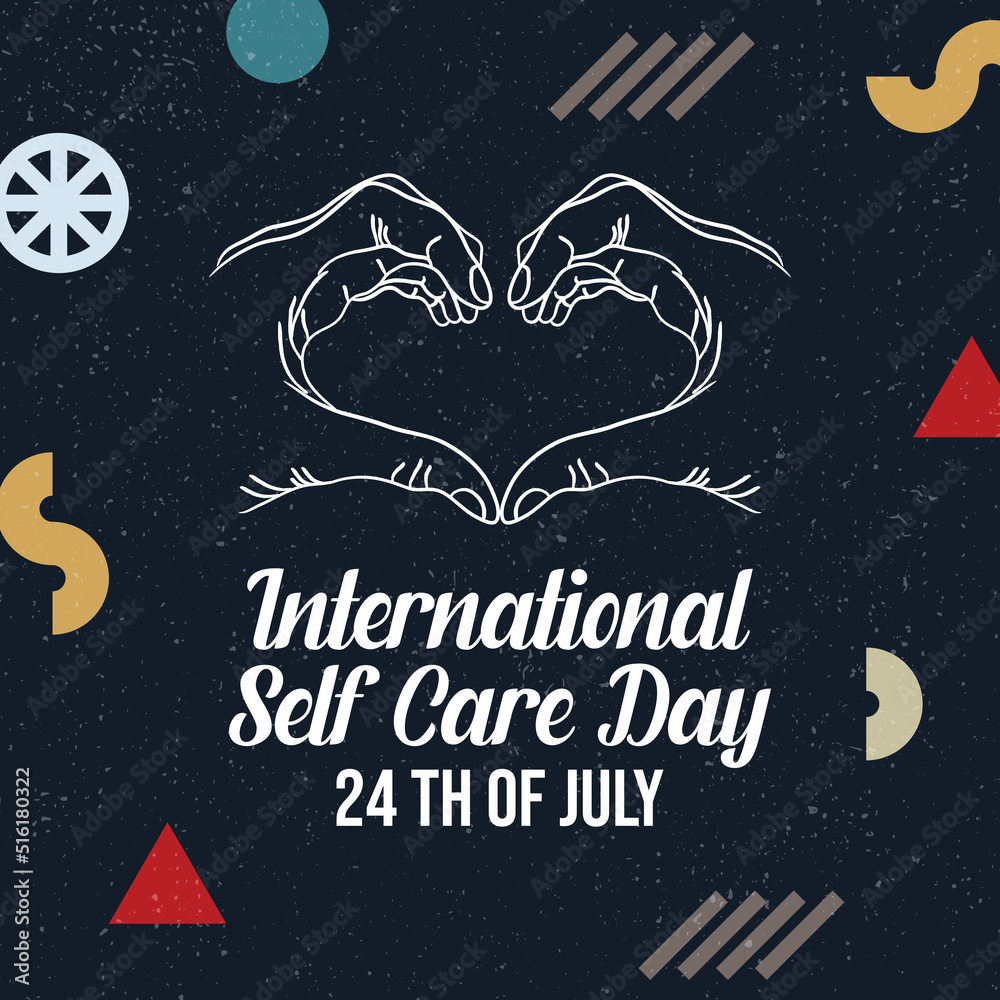 International self care day with vintage style illustration Stock