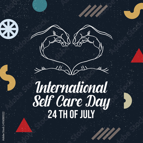 International self care day with vintage style illustration