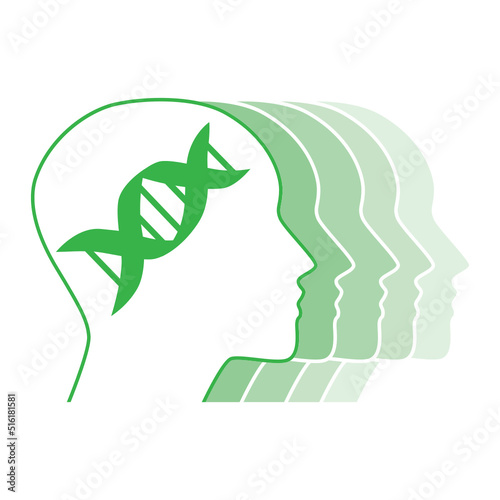 human profiles and DNA helix, vector