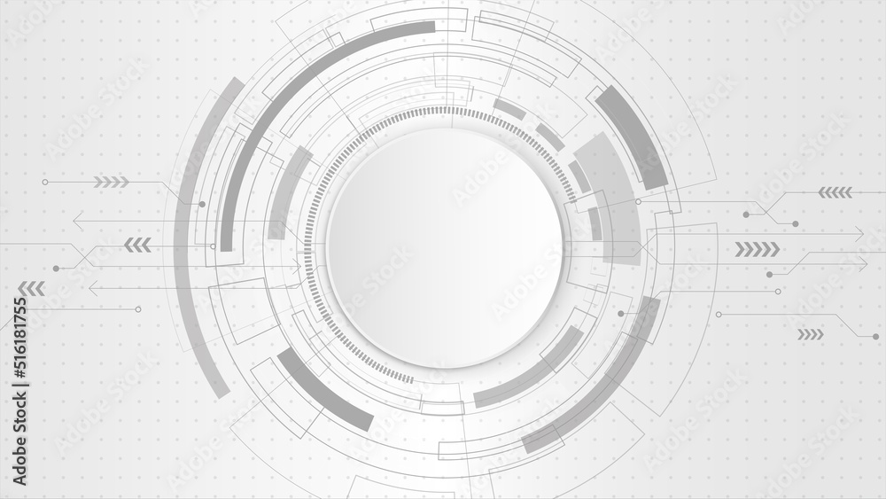 Abstract futuristic technology white background template with circle line and copyspace, Vector illustration