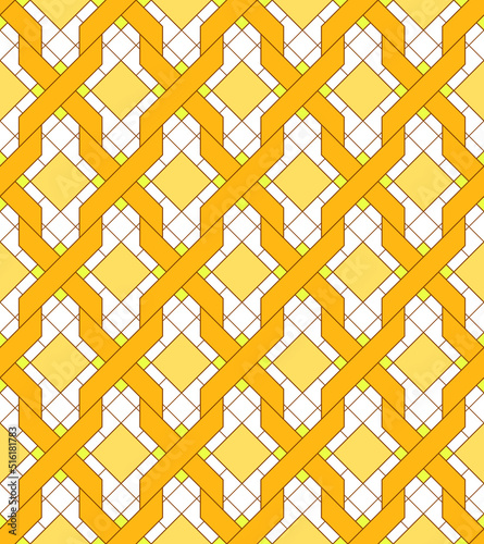 Vector seamless abstract geometric pattern of squares and trapezoids on a white background.