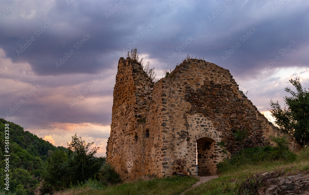 Ruins of a medieval fortress Tyrov. Central Bohemian region. Czechia.