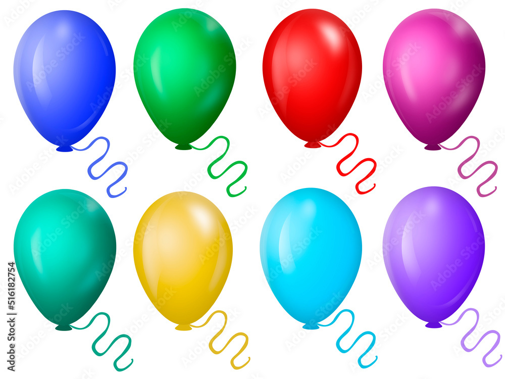 Naklejka premium Multicolored air balloons isolated on white background.