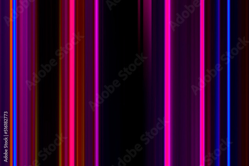 Abstract night background, blurred bokeh light. Multi colored neon lights on dark city street, reflection of neon light. Night view.