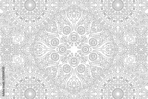 Line art for coloring book with vintage pattern