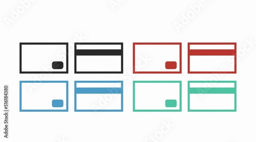 Credit Card Icon Set. Vector isolated editable flat illustration set