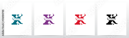 Snake On Letter Logo Design X