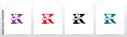 Snake On Letter Logo Design K