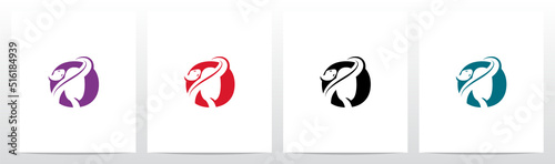 Snake On Letter Logo Design O